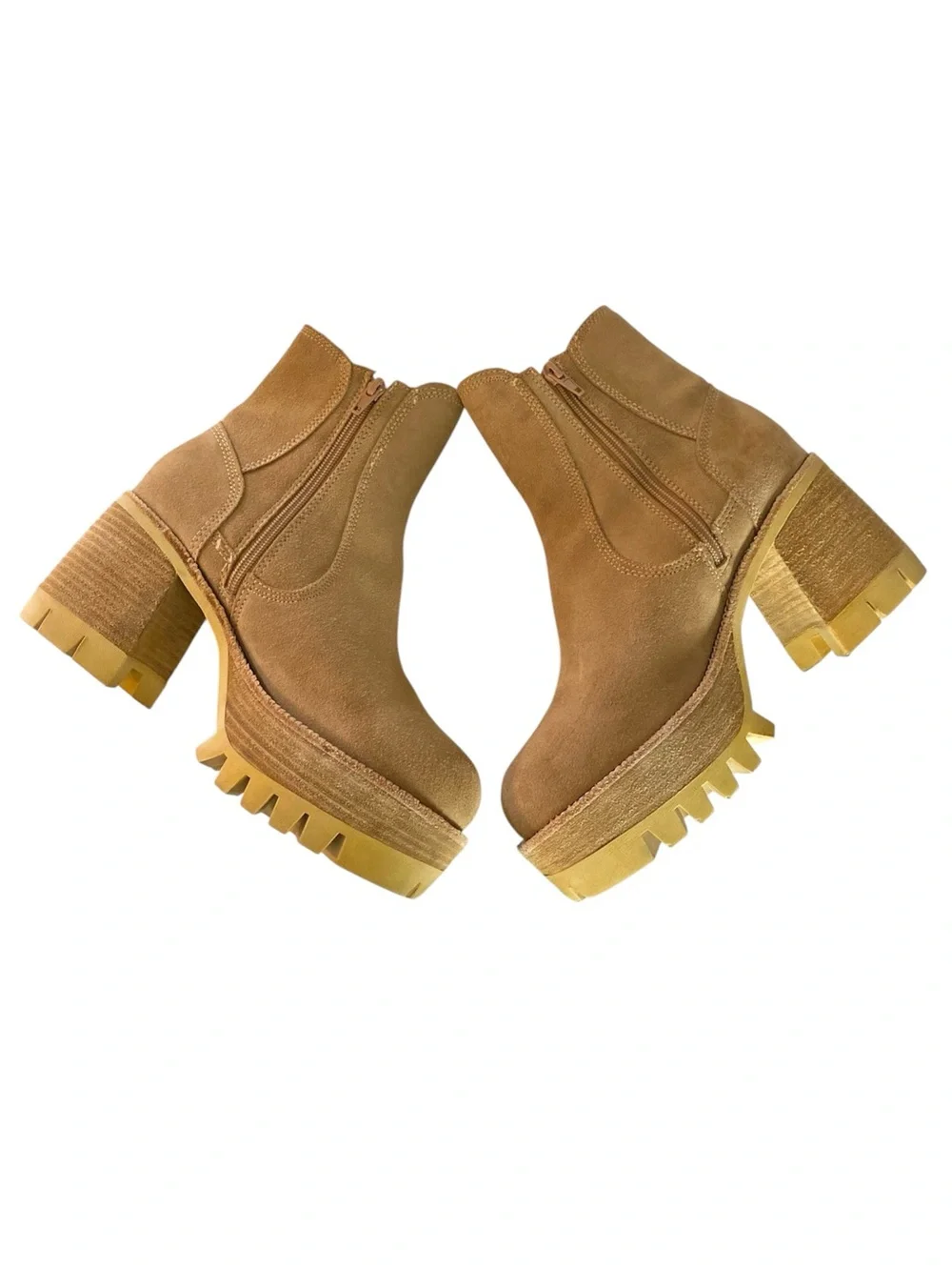 Free People Jeffrey Campbell Preston Platform Boots Sz 10 Y2K Tan Leather Suede